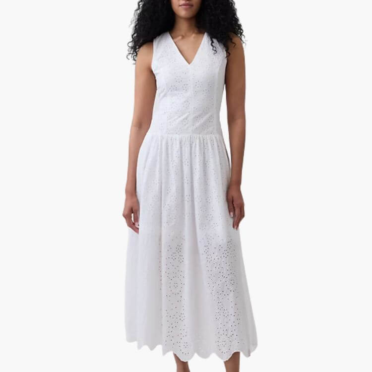 Eyelet Drop-Waist Maxi Dress