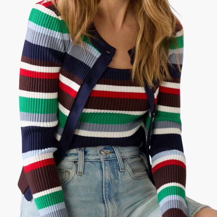 Alyssa Stripe Twin Set Cardigan