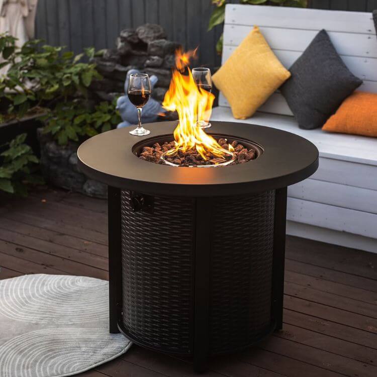 Round Gas Fire Pit Table
