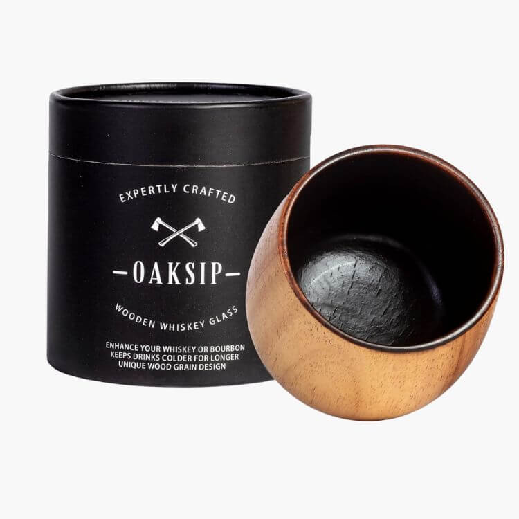 Charred Wooden Bourbon Drinking Glass