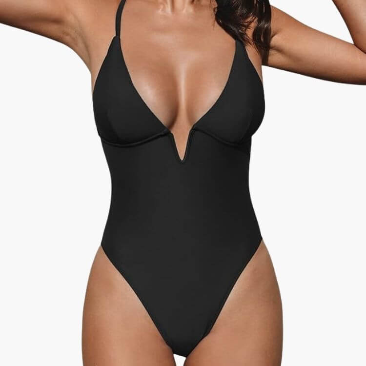 Crisscross V Neck One Piece