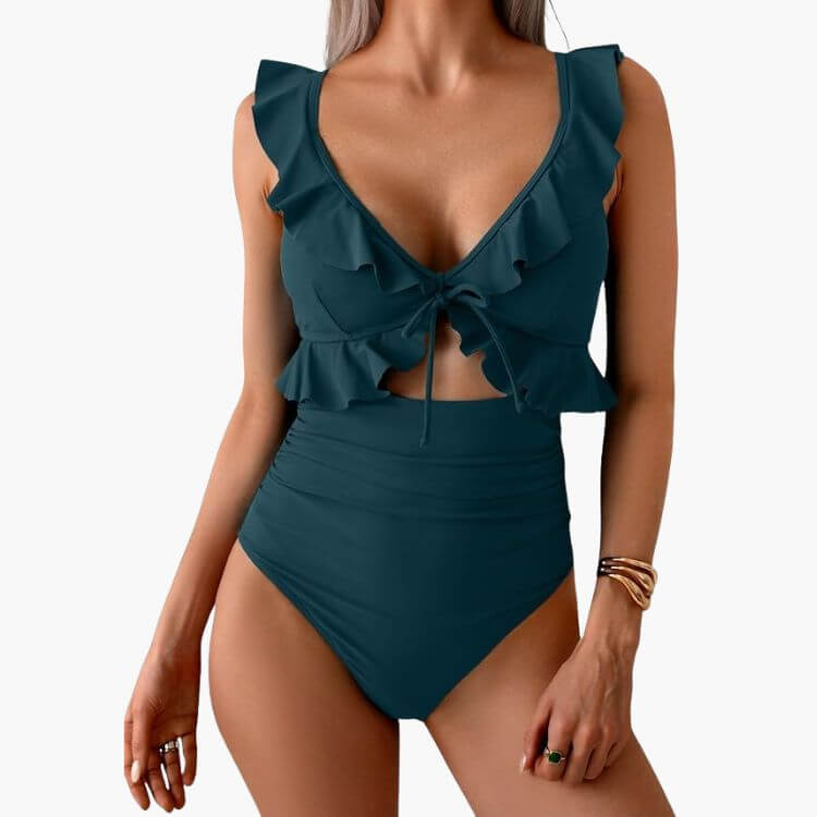 Ruffle Rouched Swimsuit