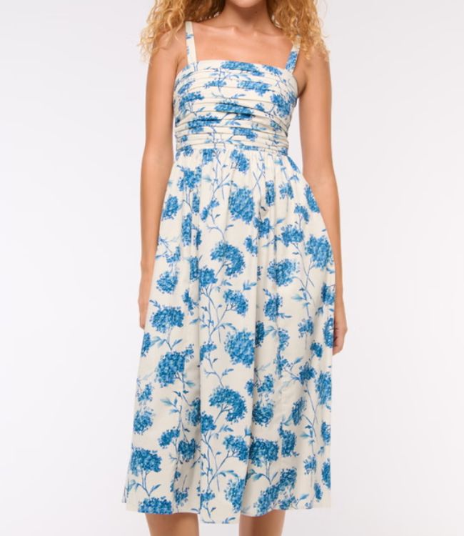 Poplin Wide Strap Midi Dress