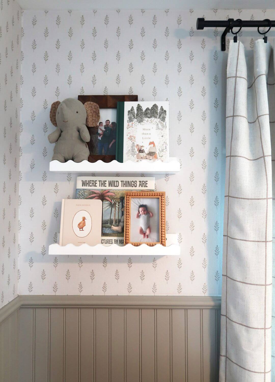 aesthetic neutral nursery bookshelf
