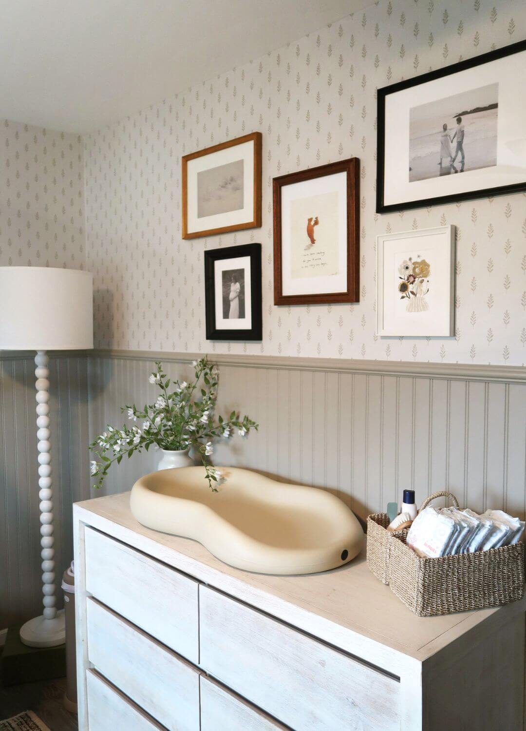 aesthetic neutral nursery changing table