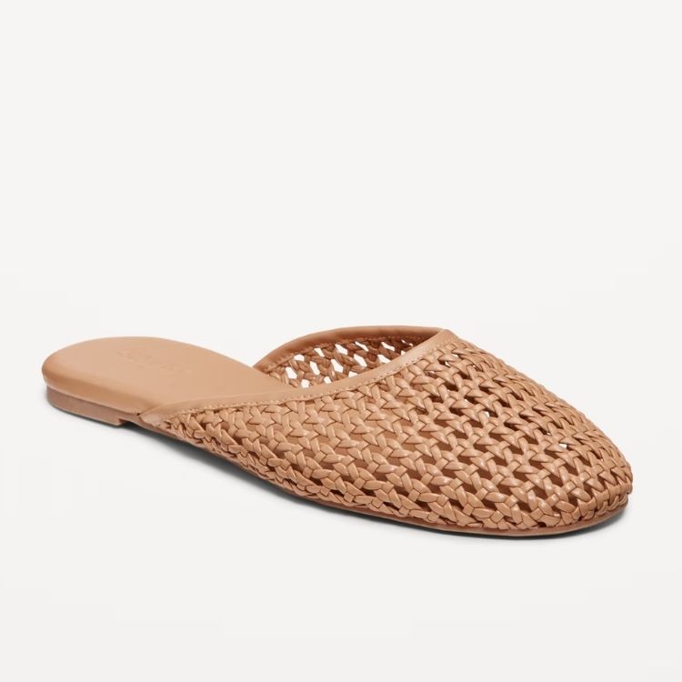 Faux-Leather Woven Mule