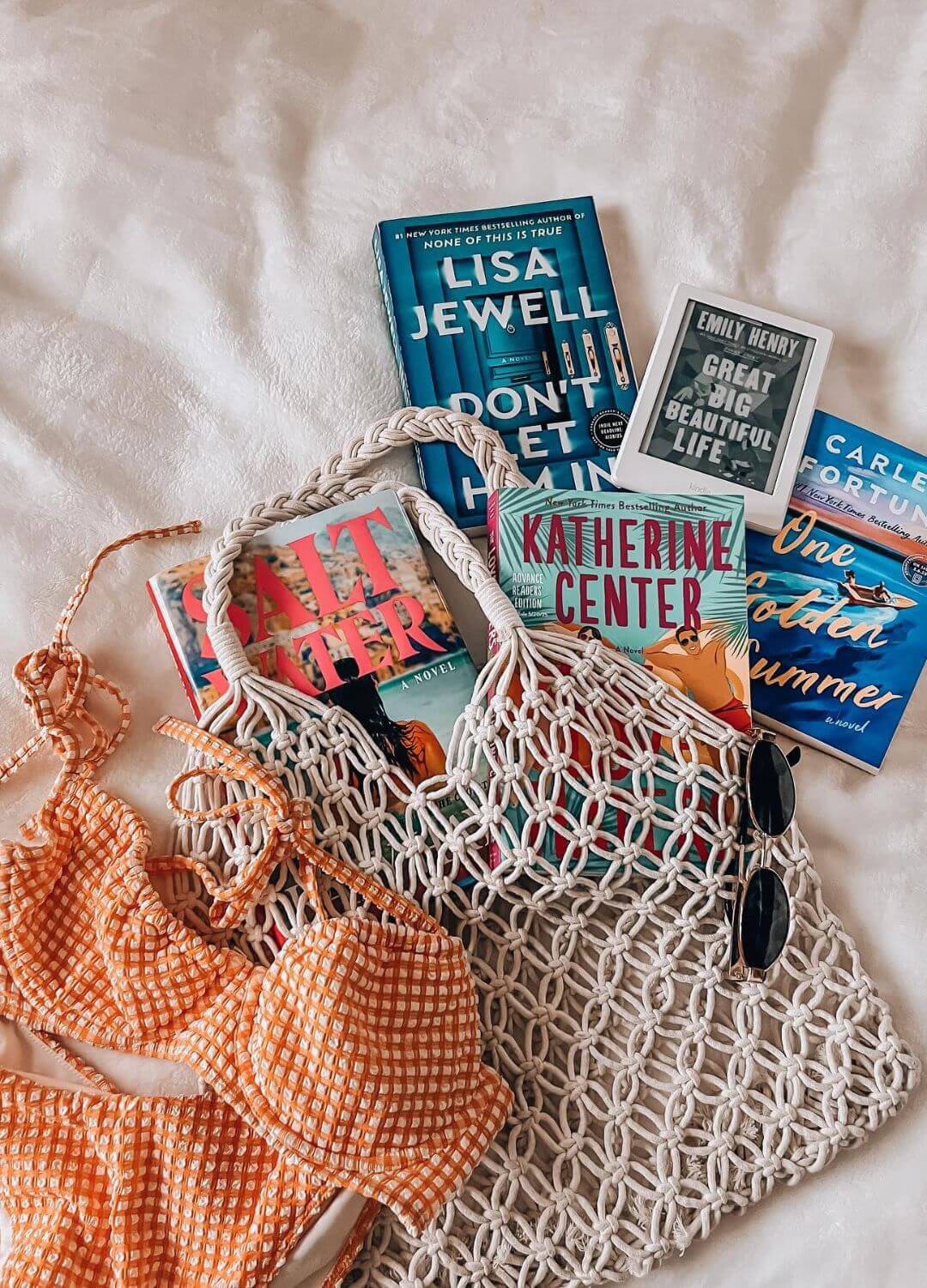 books in beach bag