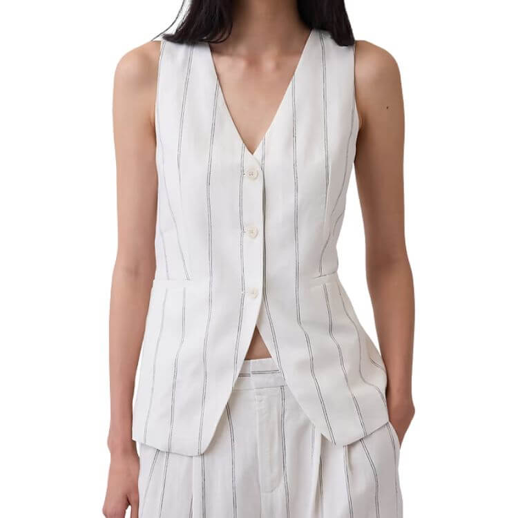 Linen-Blend Longline Vest