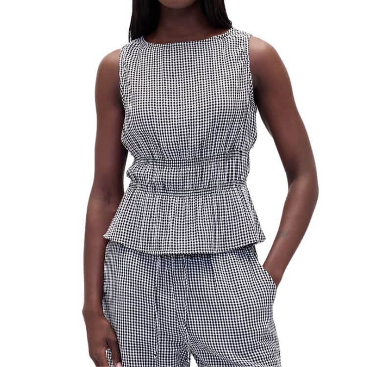 Smocked-Waist Peplum Top