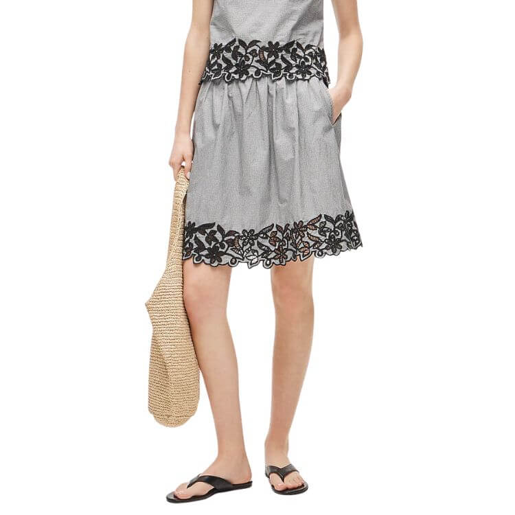 Knee-length Gingham Skirt