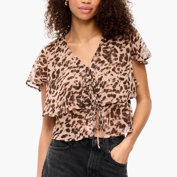 Ruffle Tie-Front Top