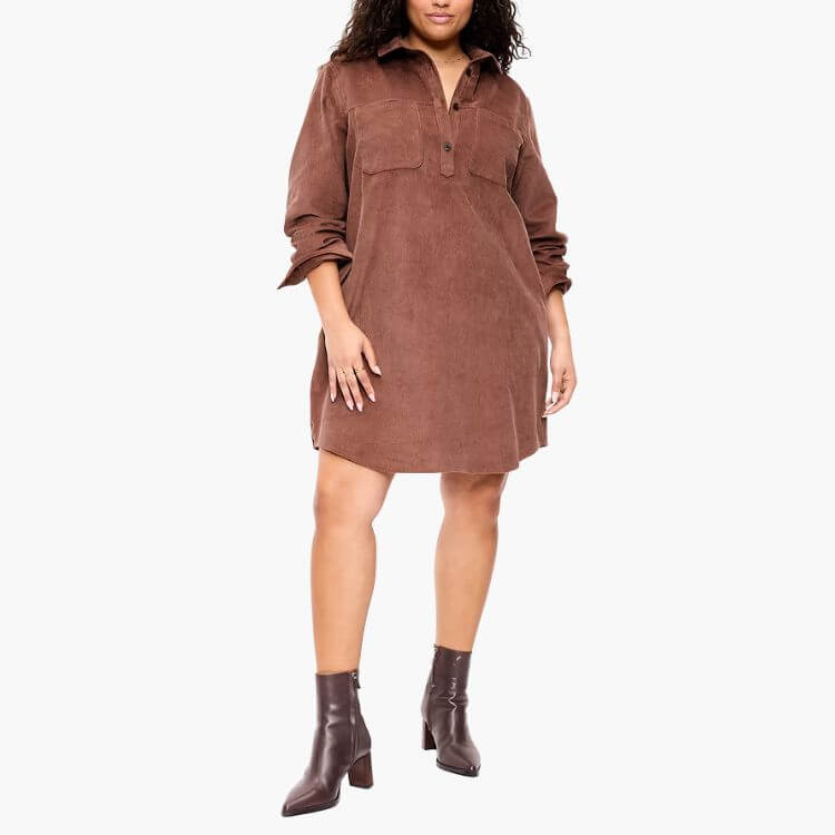 Button-Down Mini Shirt Dress