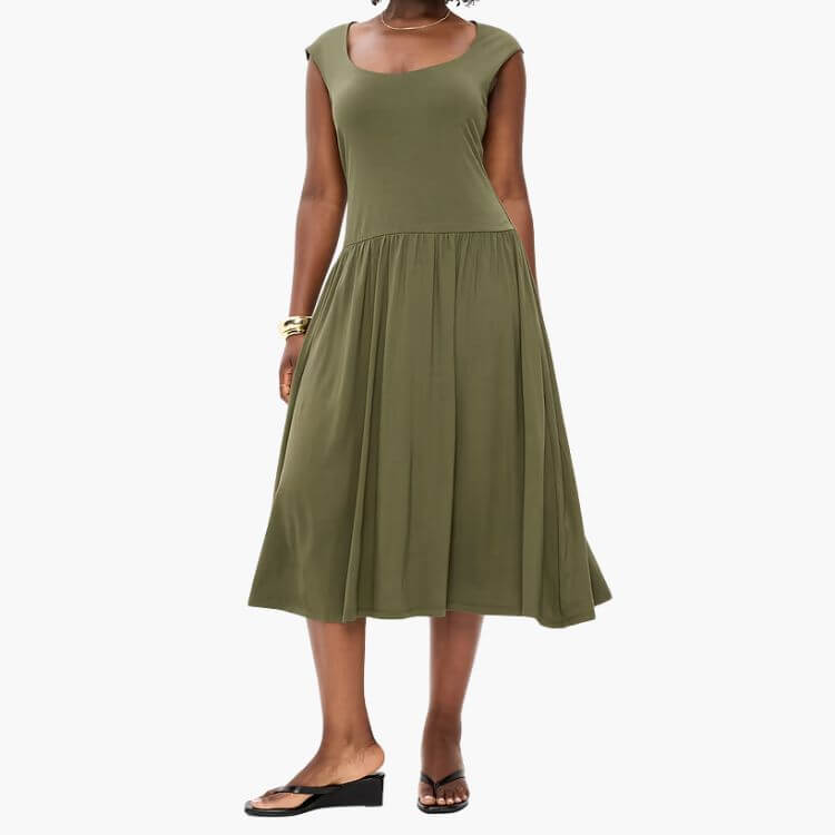 Drop-Waist Midi Dress