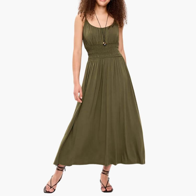 Smocked-Waist Midi Dress