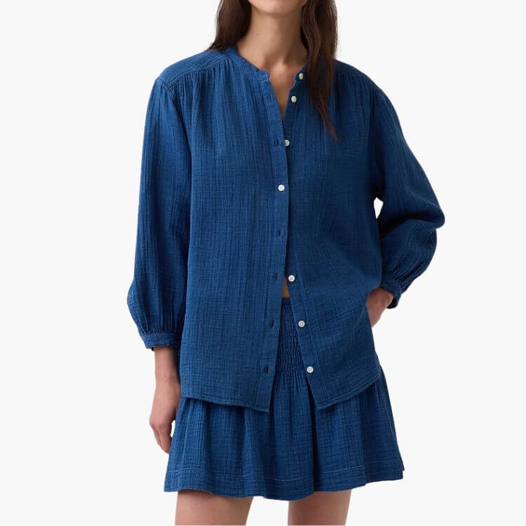 Oversized Collarless Shirt