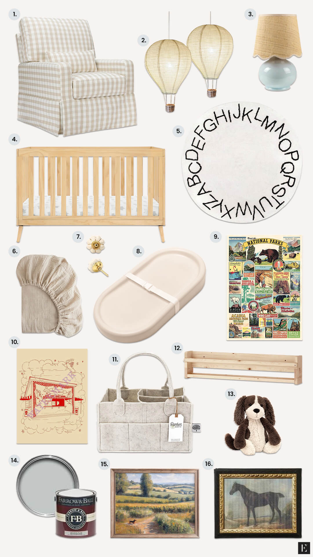 vintage boy nursery mood board
