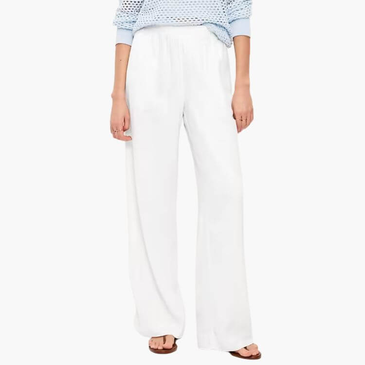 High-Waisted Linen-Blend Pants