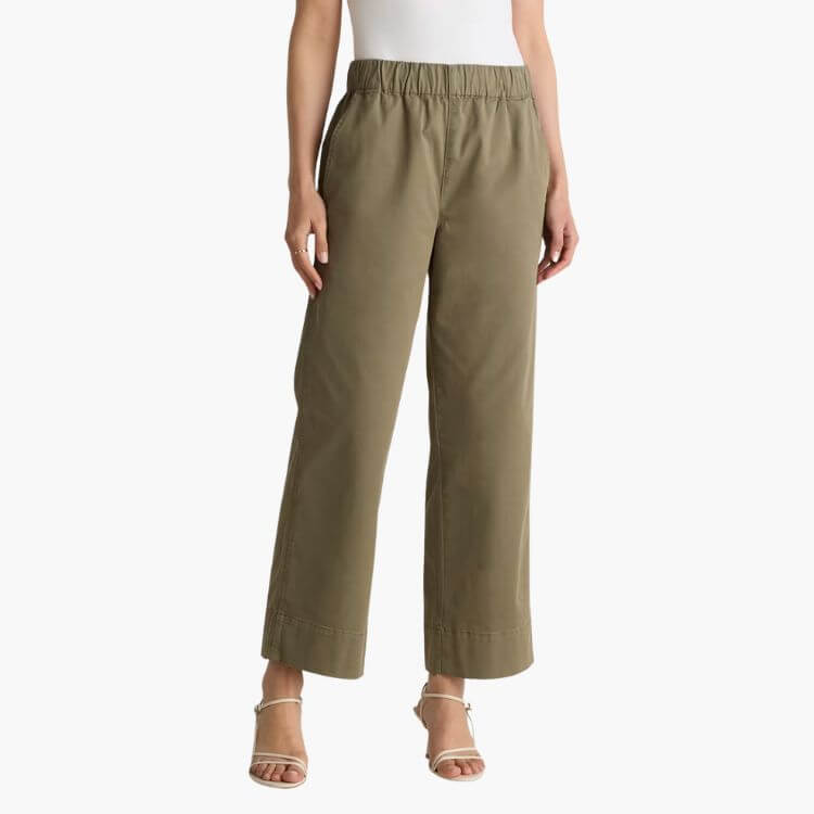 Stretch Cotton Wide Leg Chino Pants