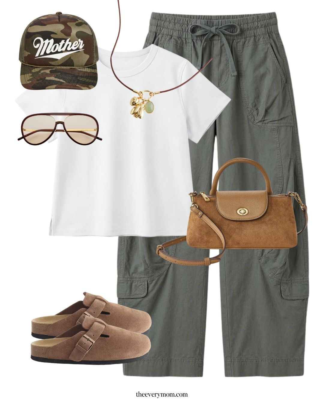 cute mom pick up and drop off outfit idea for back to school with clogs and pull on pants