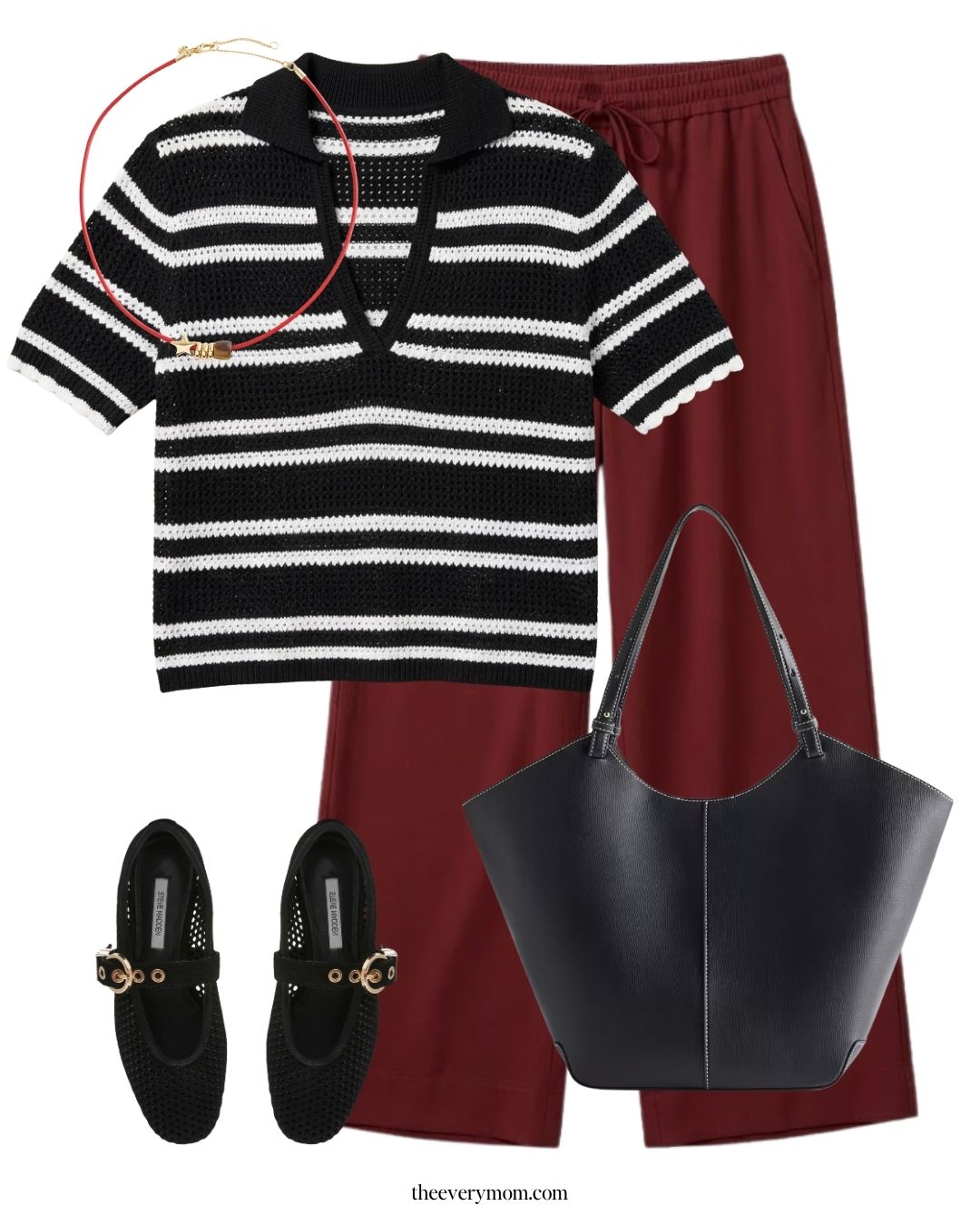 knit short sleeve top and pull on pants for appointments and errands outfit idea