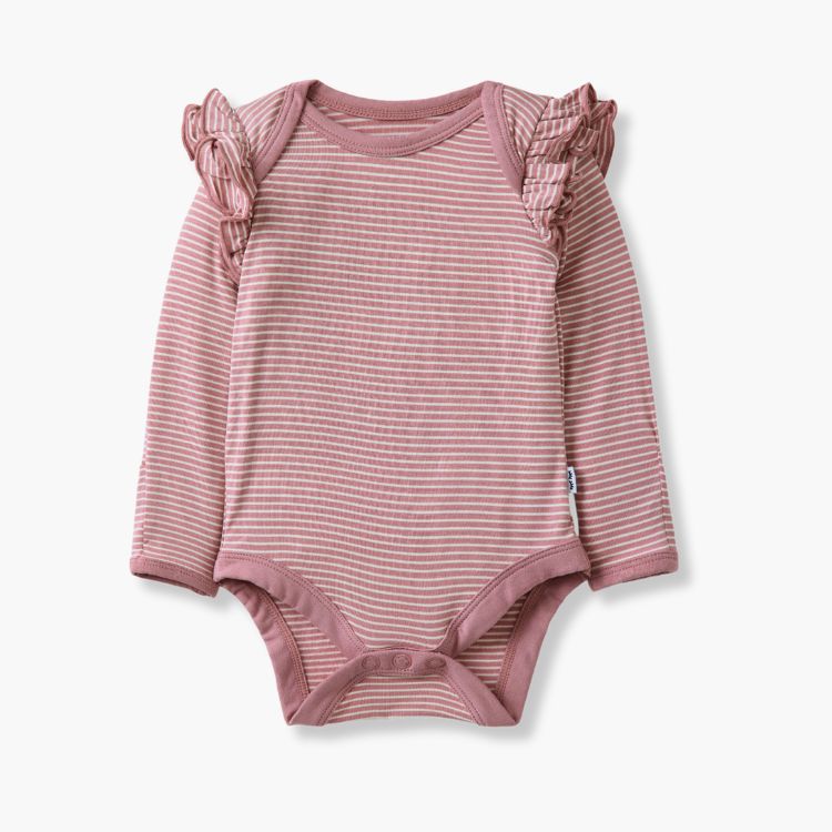 Rosewood Stripe Flutter Bodysuit
