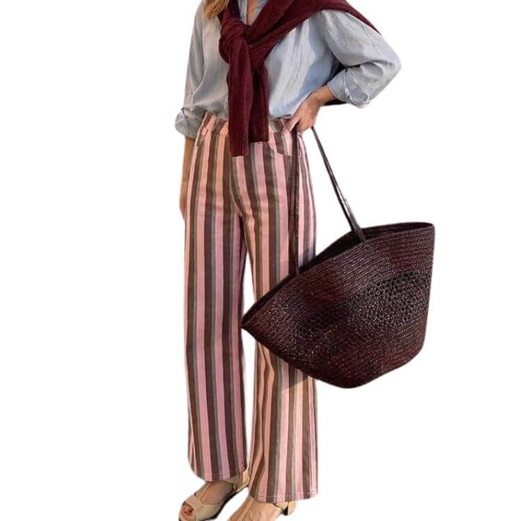 Striped Wide Leg Jeans