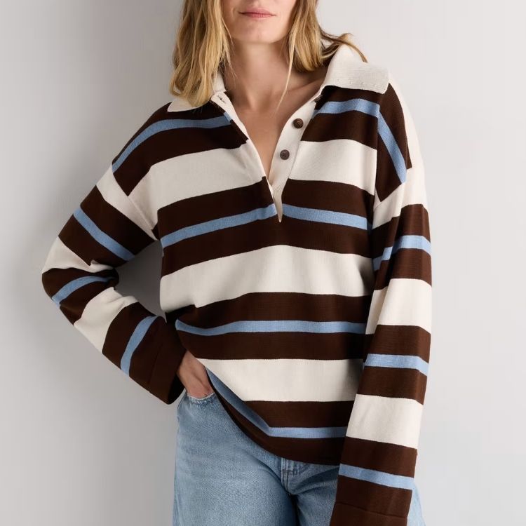 Cotton Cashmere Rugby Polo Sweater