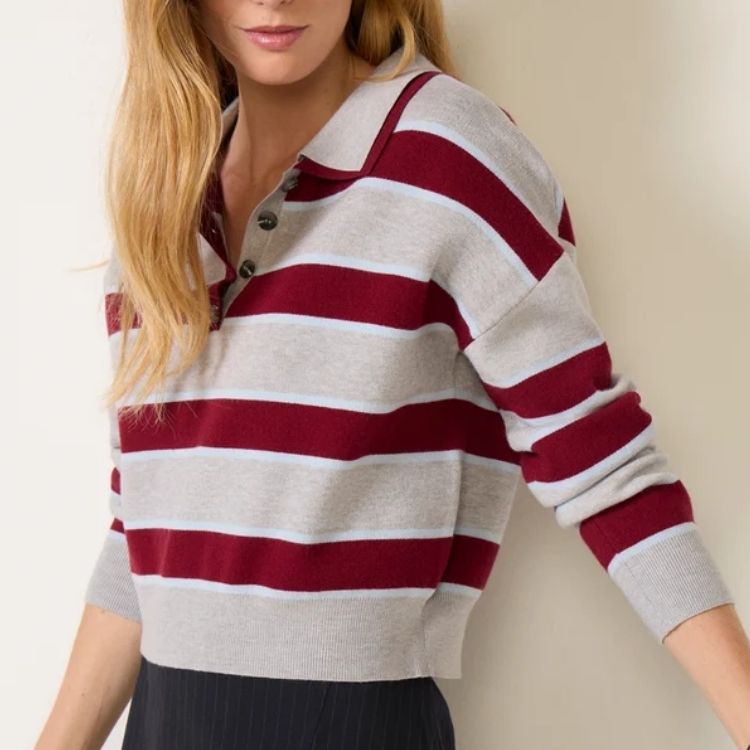 Vera Rugby Stripe Collar Sweater