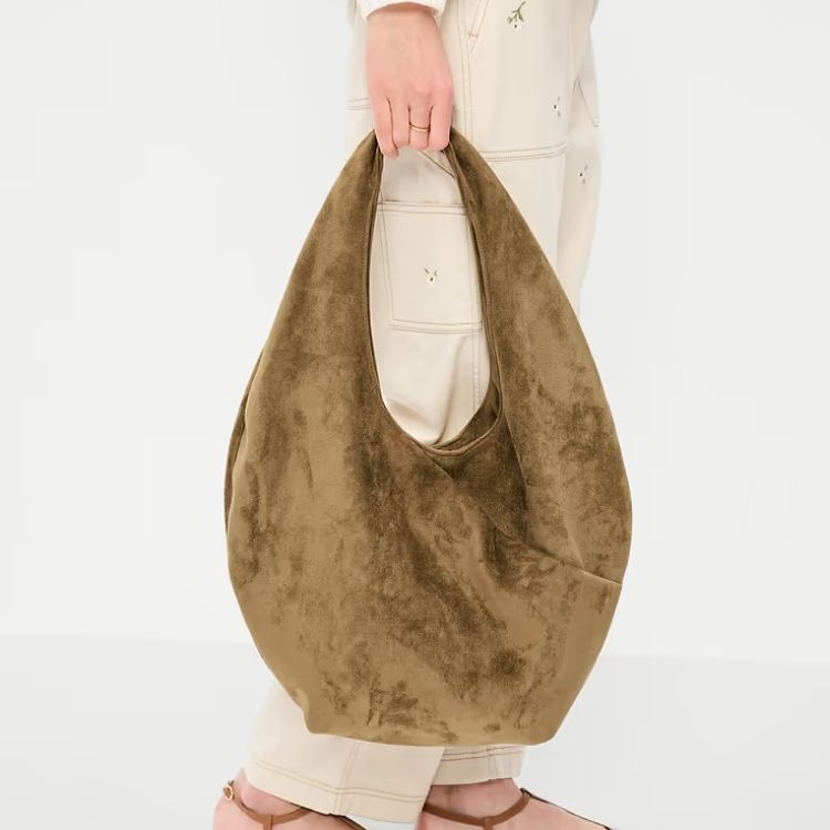 Oversized Faux-Suede Hobo Bag