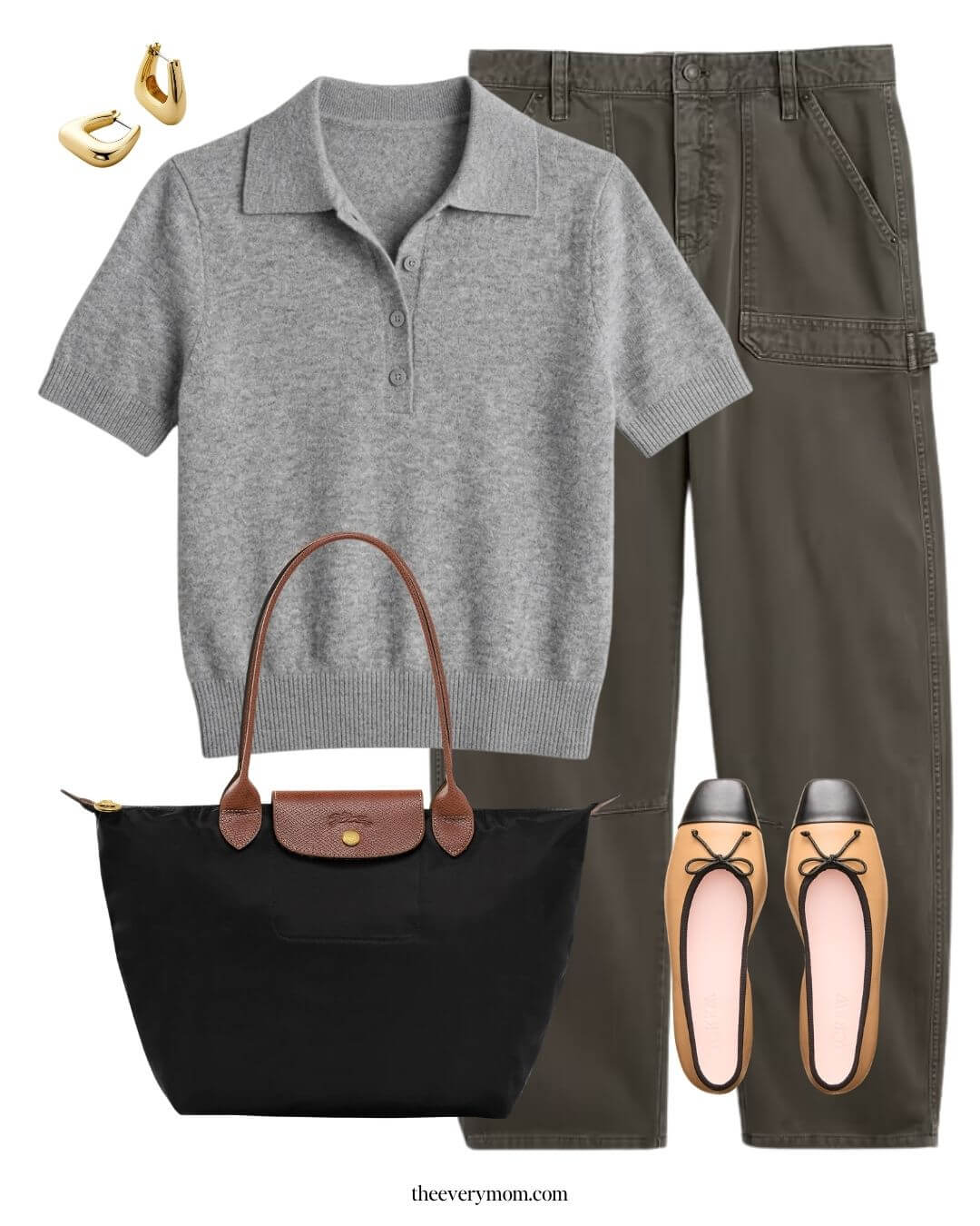 cashmere polo sweater with cargo pants