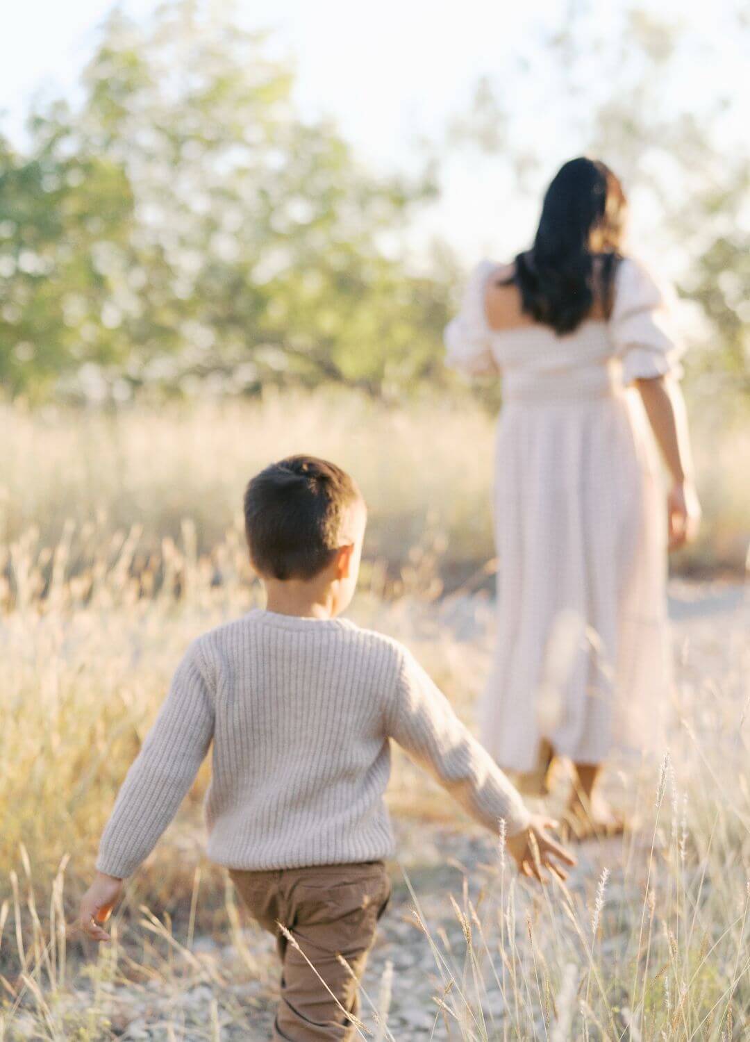 how to touch grass mom and son walking