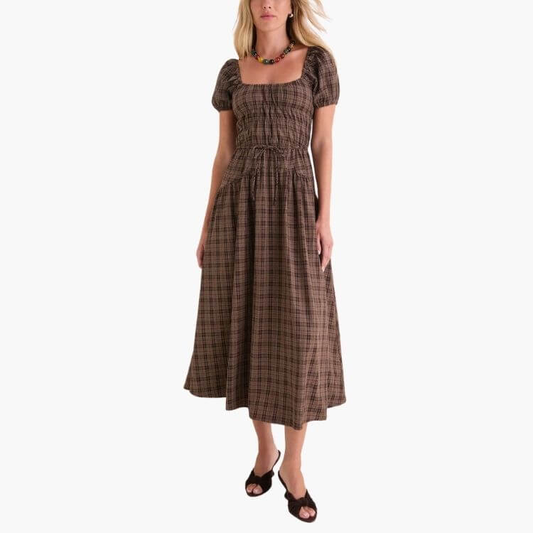 Puff Sleeve Midi Dress
