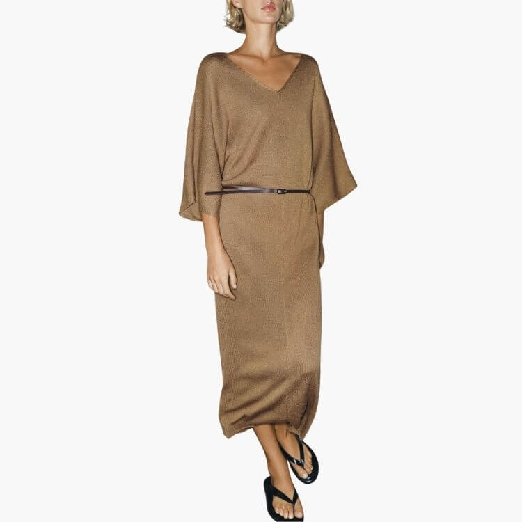 Belted Knit Midi Dress
