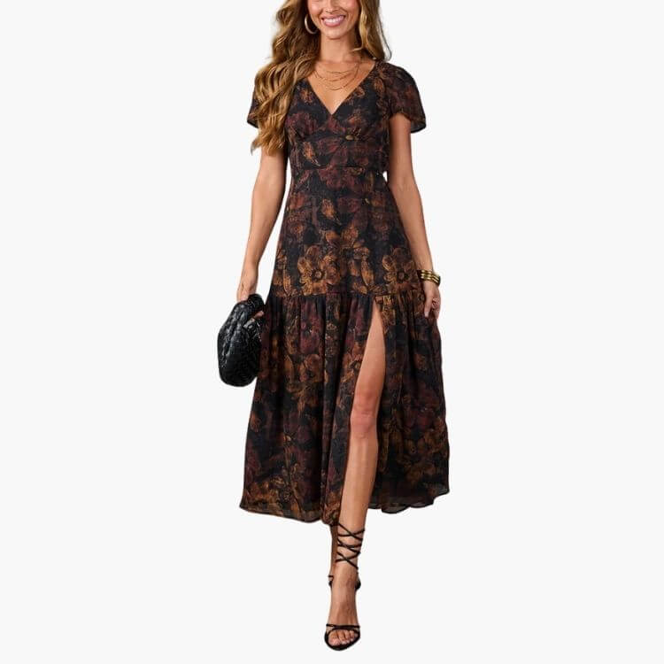 Floral Chiffon Maxi Dress