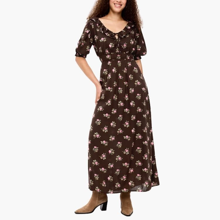 Ruffle Collar Boho Maxi Dress