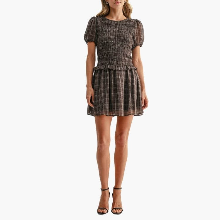 Puff Sleeve Smocked Mini Dress
