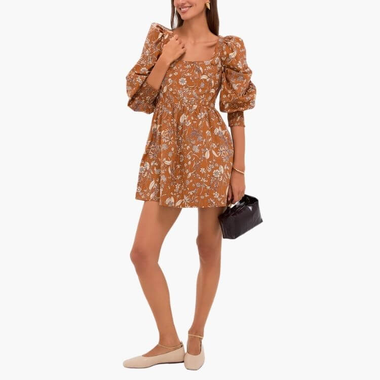 Floral Square Neck Mini Dress