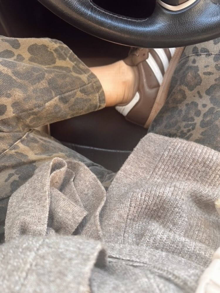 brown sneakers with leopard