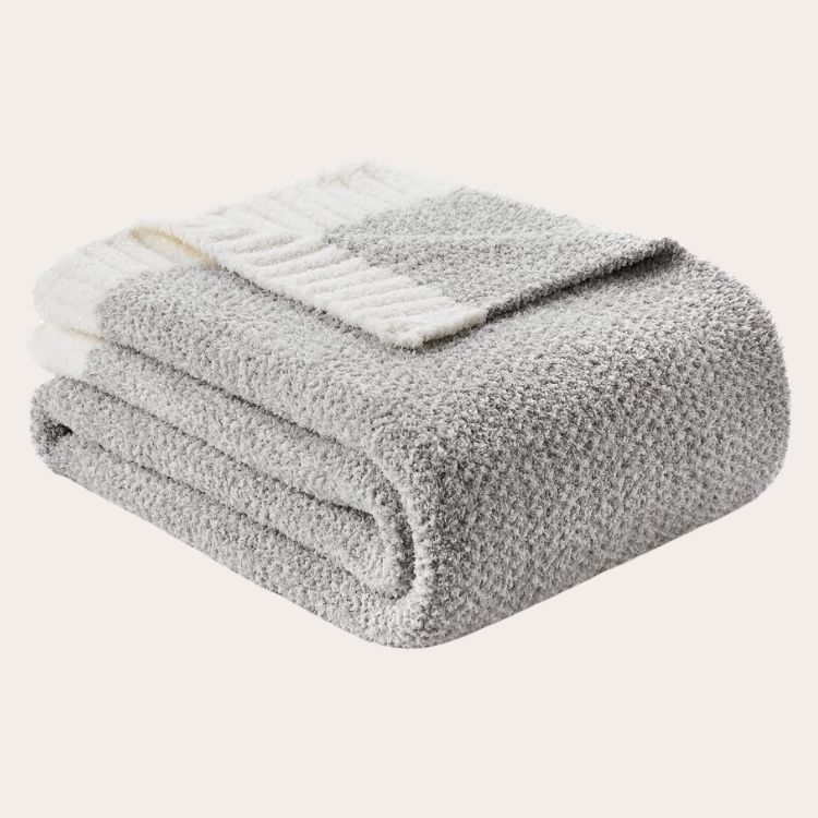 Buttery Grey Reversible Throw Blanket for Couch