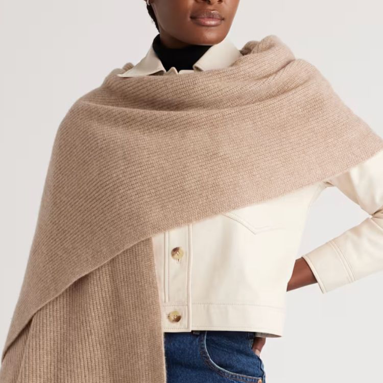 Mongolian Cashmere Ribbed Wrap