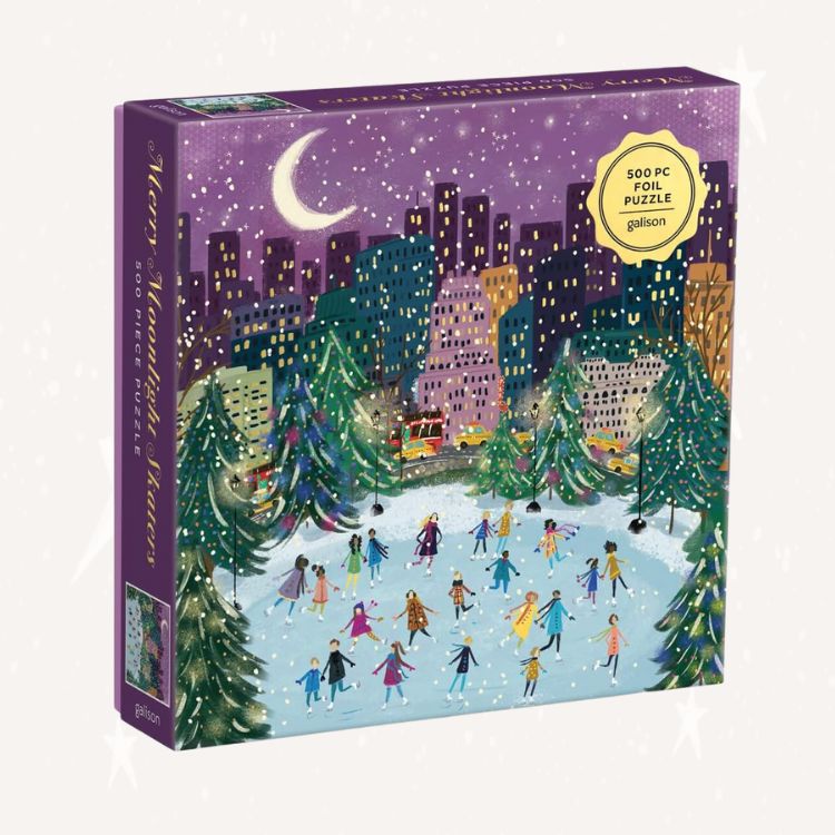 Merry Moonlight Skaters Foil Puzzle