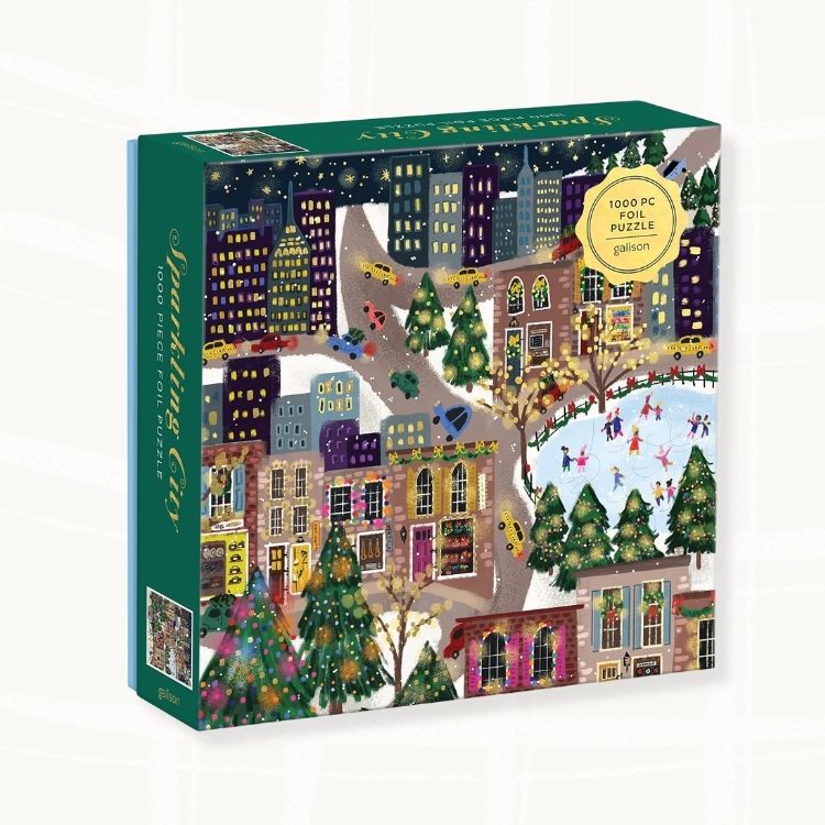 Merry Moonlight Skaters 500 Piece Foil Puzzle