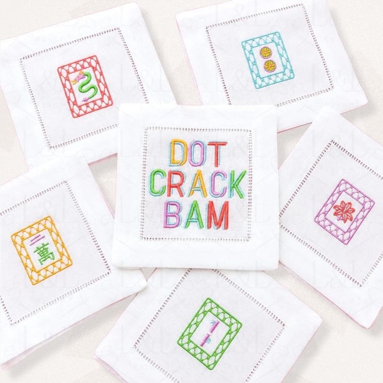 Mahjong Embroidered Napkins
