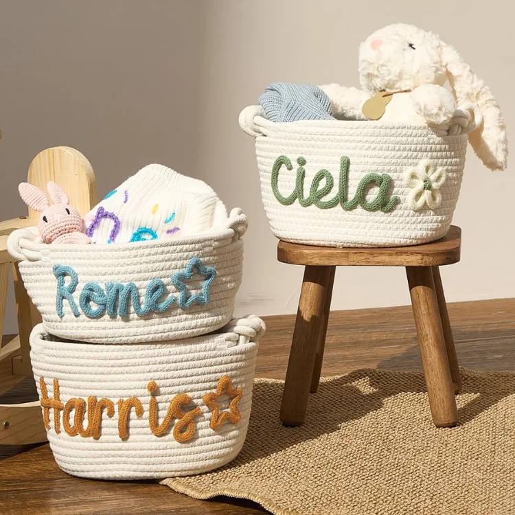 Monogrammed Woven Baby Basket