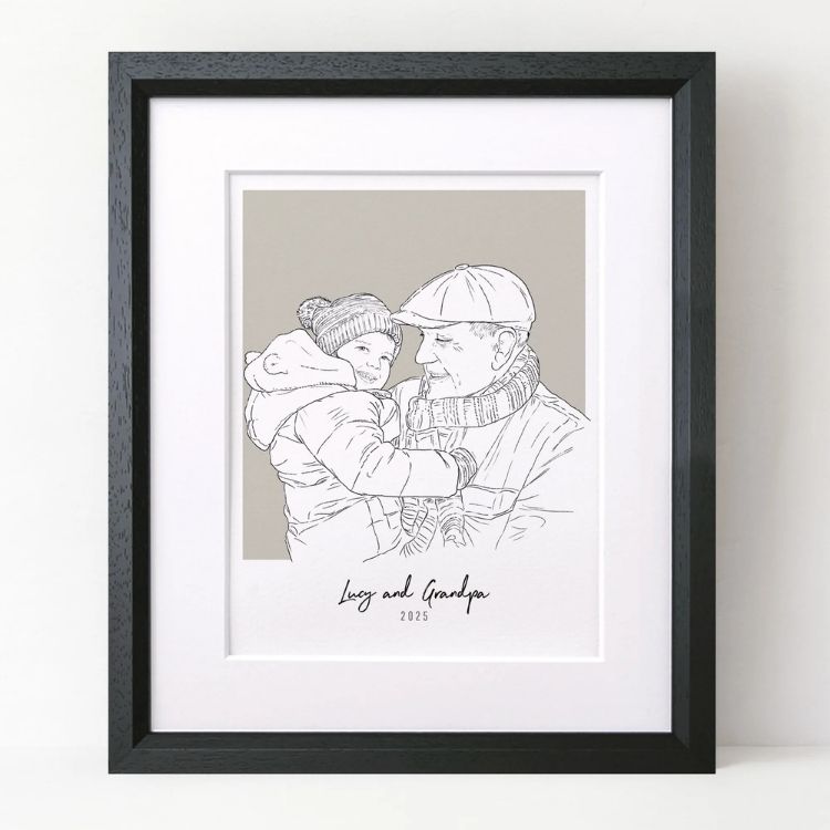 Granddad and Me Line Portrait