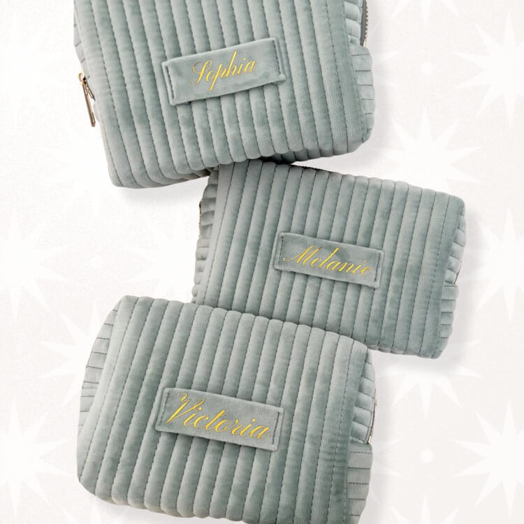 Personalized Velvet Bridesmaid Makeup Bag