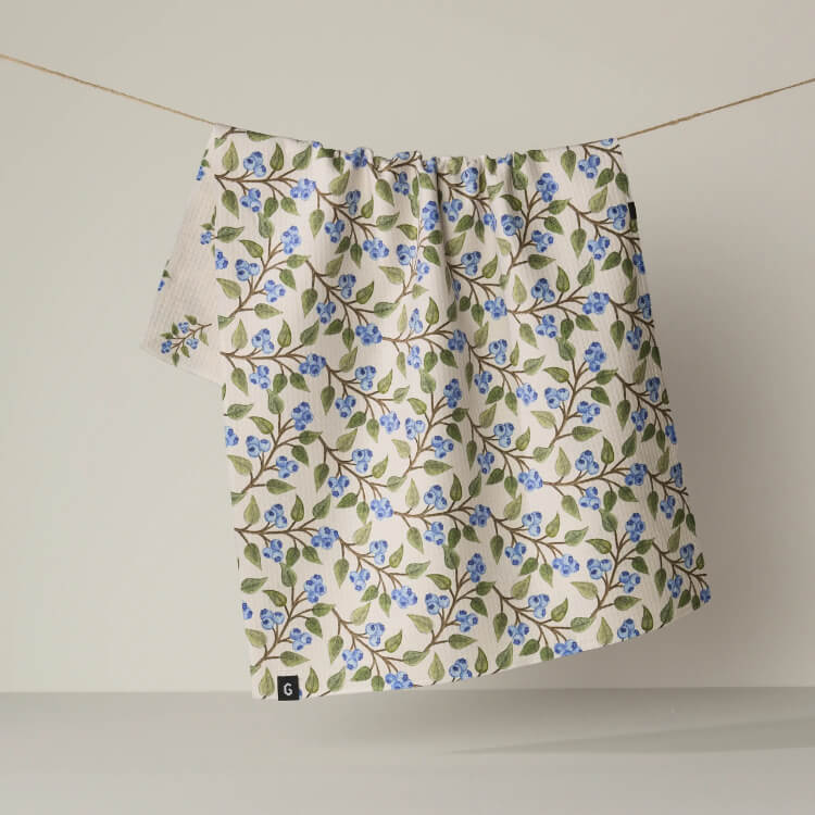 Blueberry Sprig Luxe Kitchen Towel