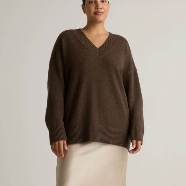 Mongolian Cashmere Oversized V-Neck Sweater