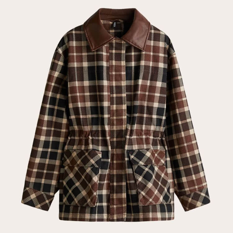Coated-Collar Twill Jacket