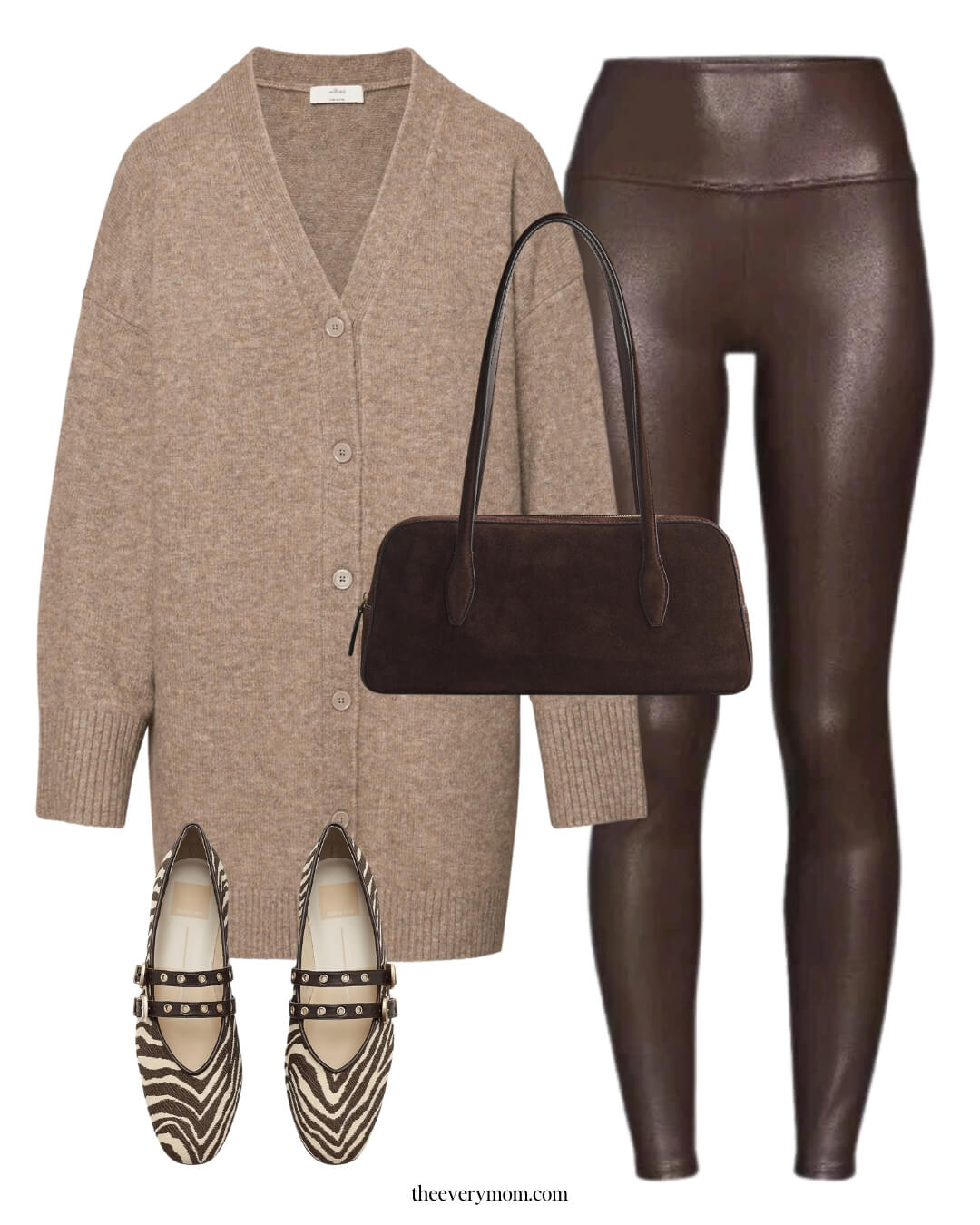 long sweater dress paired with leather leggings thanksgiving outfit
